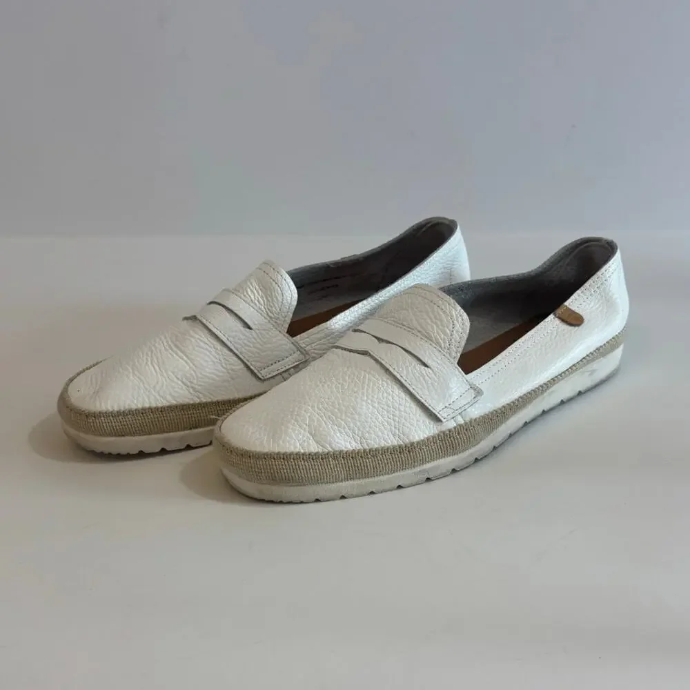 Verbanas Nuria White Leather Loafers Size 39/ US 8 - Picture 1 of 6